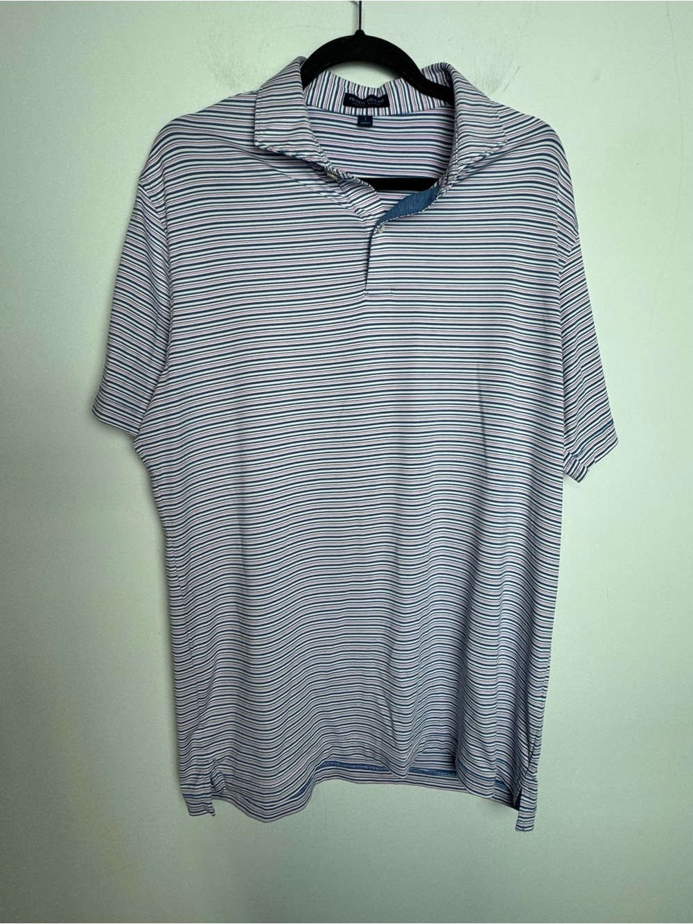 Peter Millar Crown Crafted Striped Short-Sleeve Polo in pink white and Blue